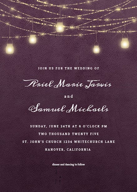 Sparkling mason jar lights - wedding invitation