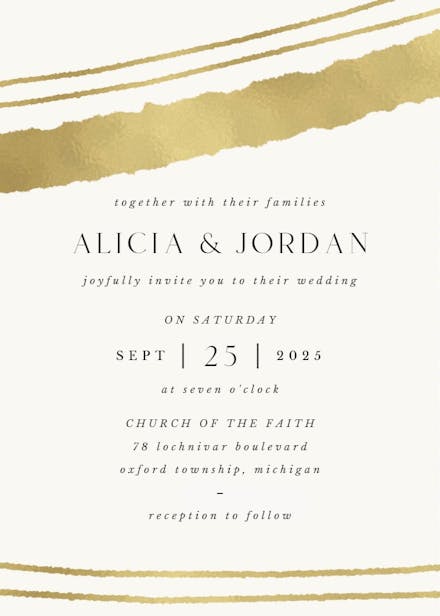 Sprayed lines - wedding invitation