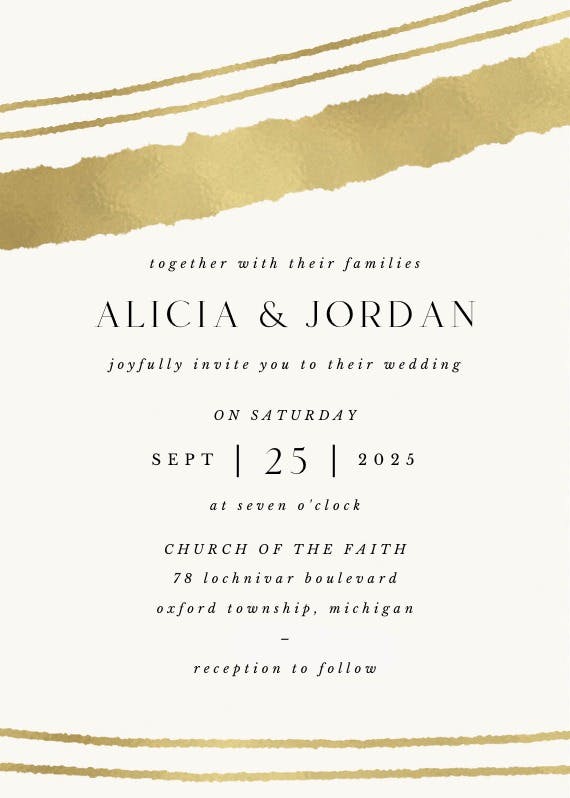 Sprayed lines - wedding invitation