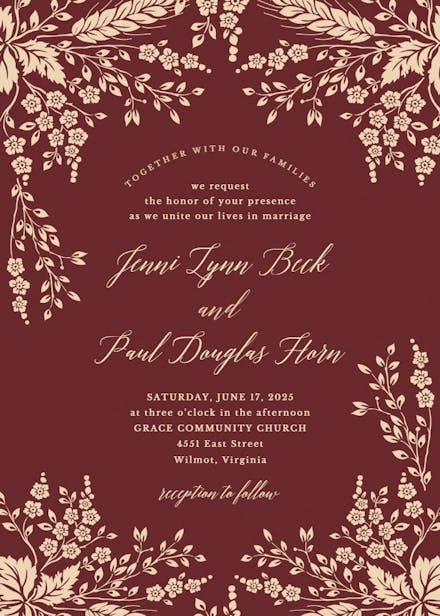 Sprig sprays - wedding invitation