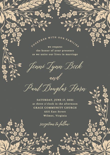 Sprig sprays - wedding invitation
