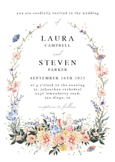 Spring dusty frame - wedding invitation