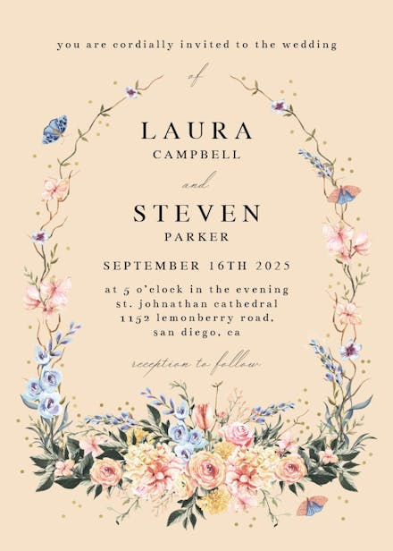 Spring dusty frame - wedding invitation