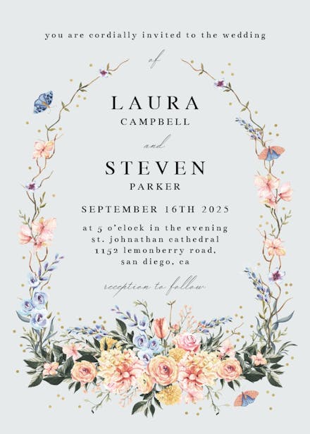 Spring dusty frame - wedding invitation