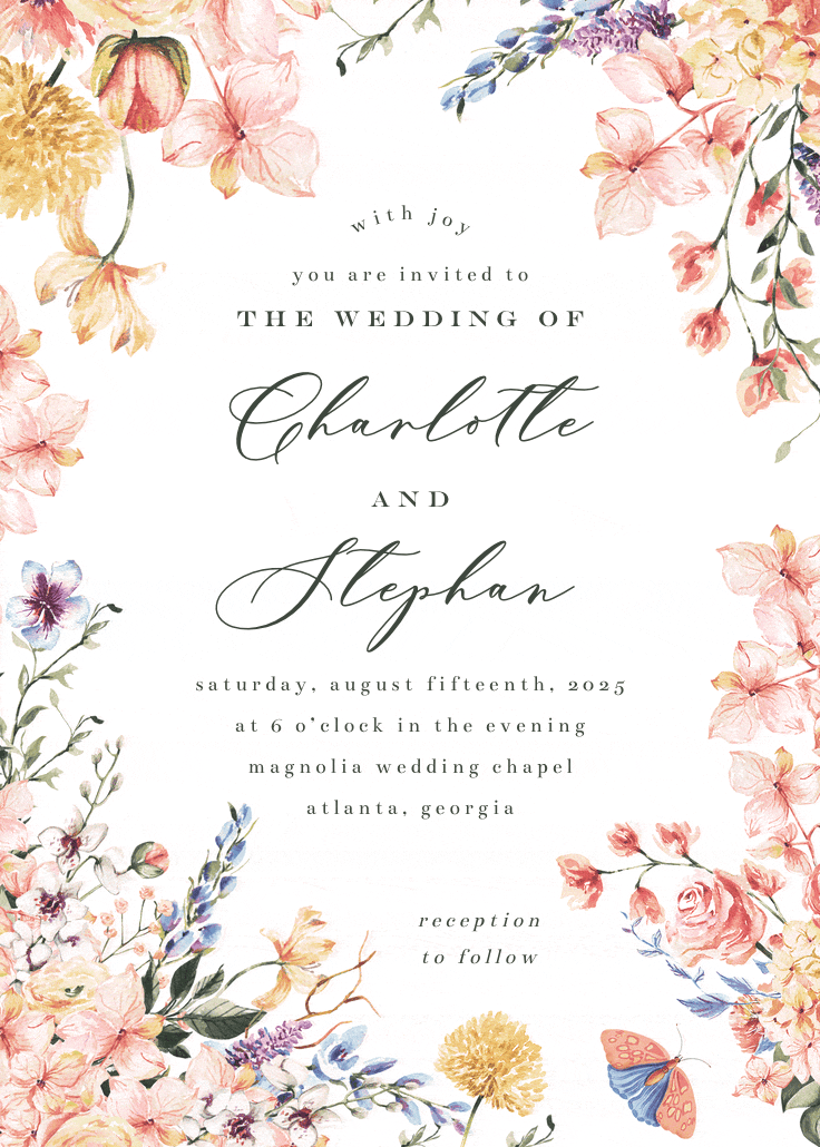 Spring warming flowers - wedding invitation