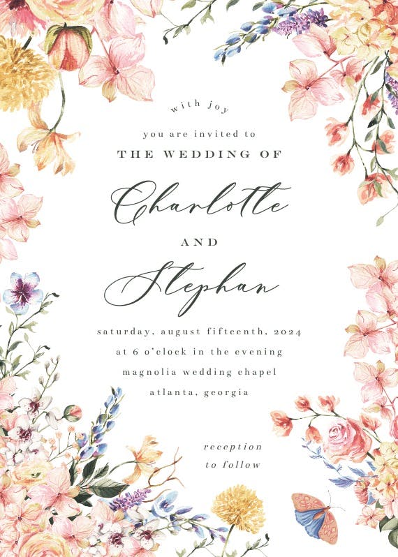 Spring warming flowers - wedding invitation