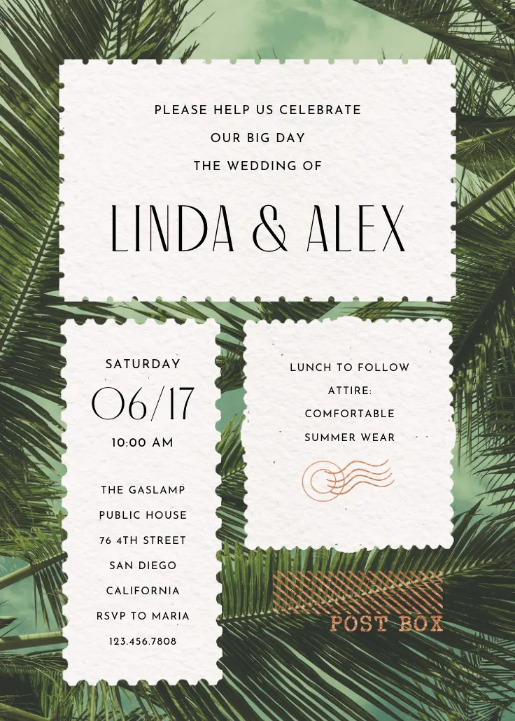 Stamped destination - invitación de boda
