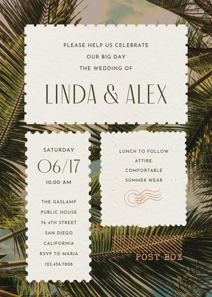 Stamped destination - invitación de boda