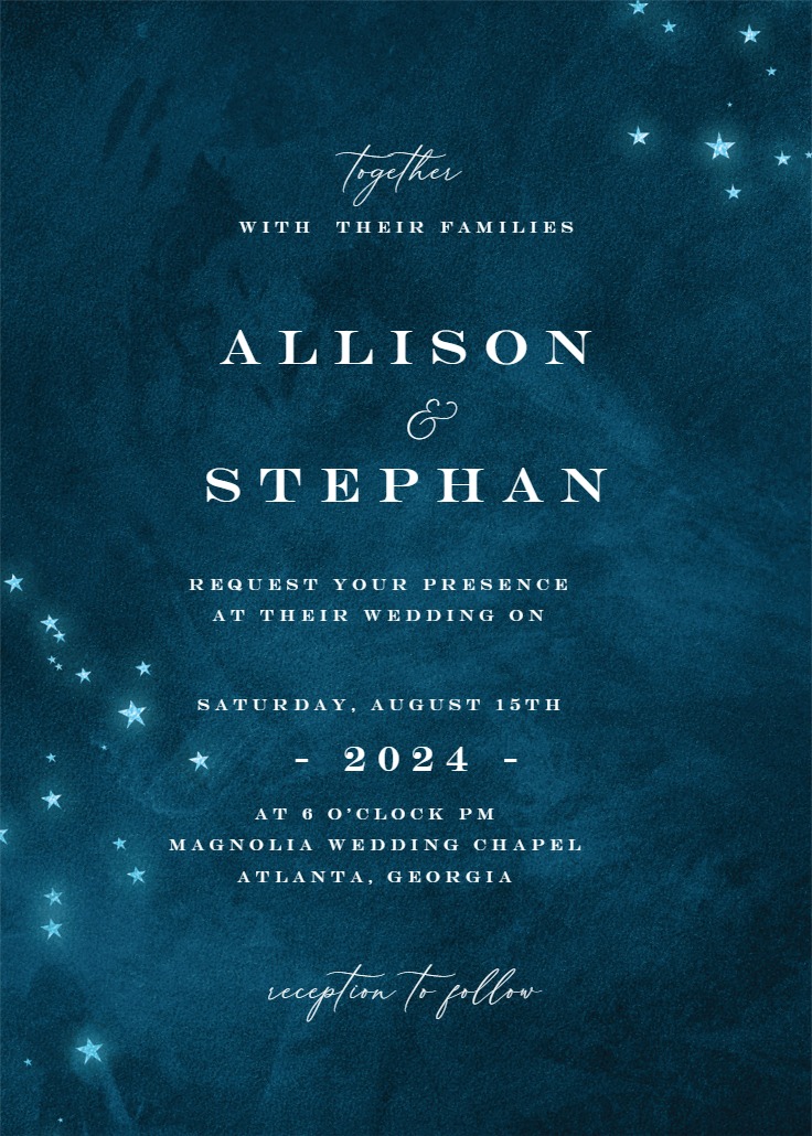 Starry Night - Wedding Invitation Template (Free) | Greetings Island