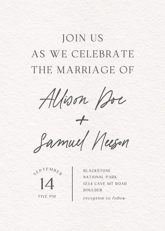 Structured typography - wedding invitation