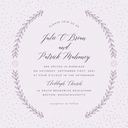 Stylized laurels - wedding invitation