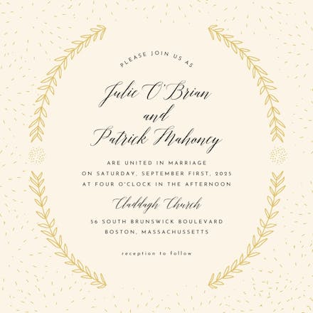 Stylized laurels - wedding invitation