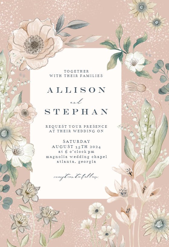 Whimsical blush - wedding invitation
