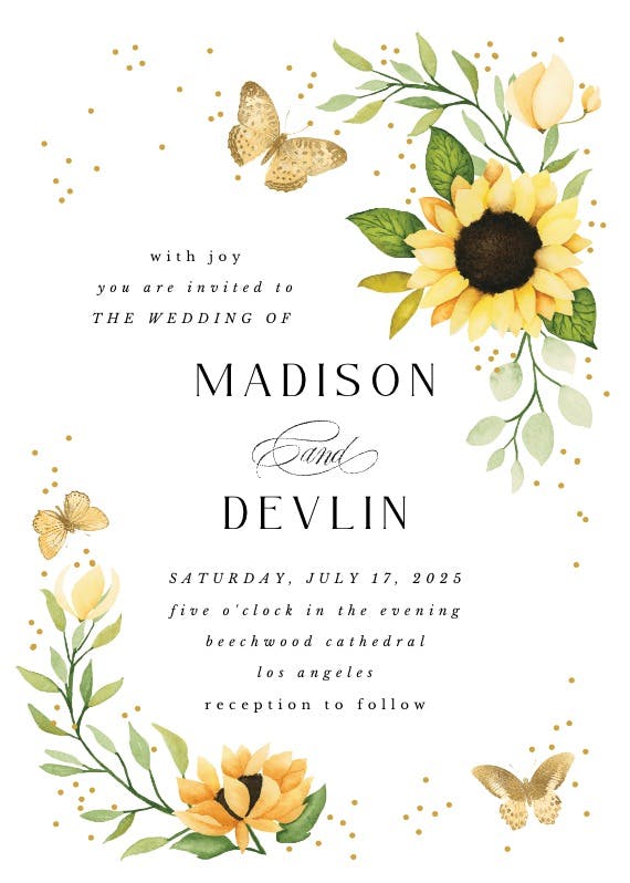 Sunflower corner - wedding invitation