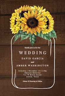 Sunflowers filled jar - Wedding Invitation