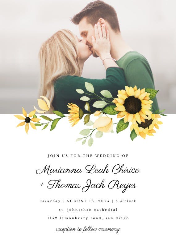 Sunflowers wedding day -  invitación de boda