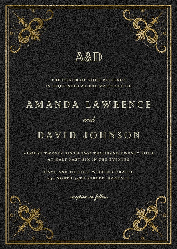 Swirls and frames black - wedding invitation