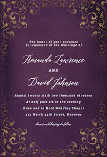 Swirls and Frames Purple - Wedding Invitation