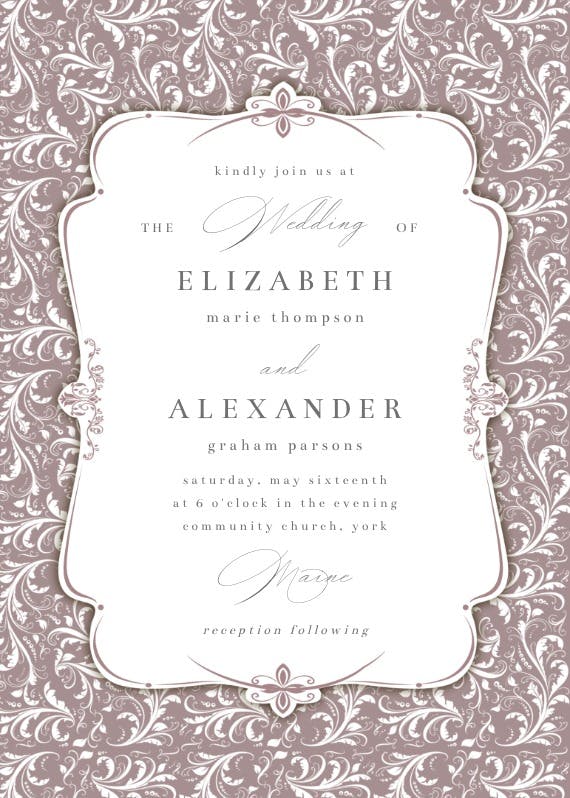Tasteful tapestry frame - wedding invitation