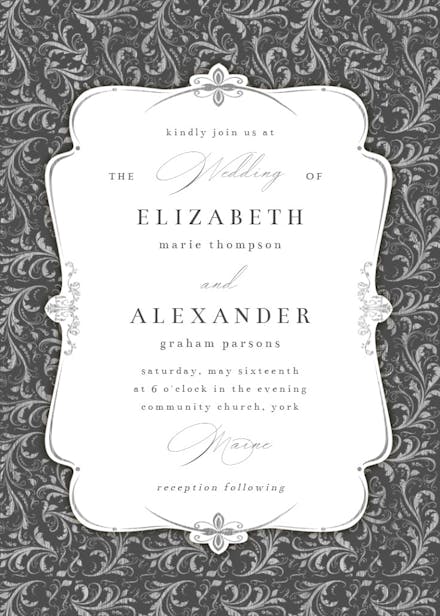 Tasteful tapestry frame - wedding invitation