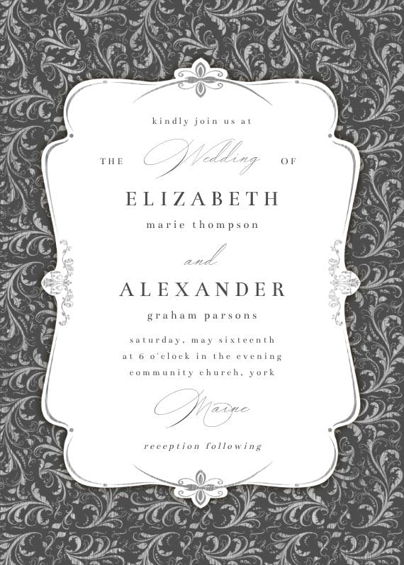Tasteful tapestry frame -  invitación de boda