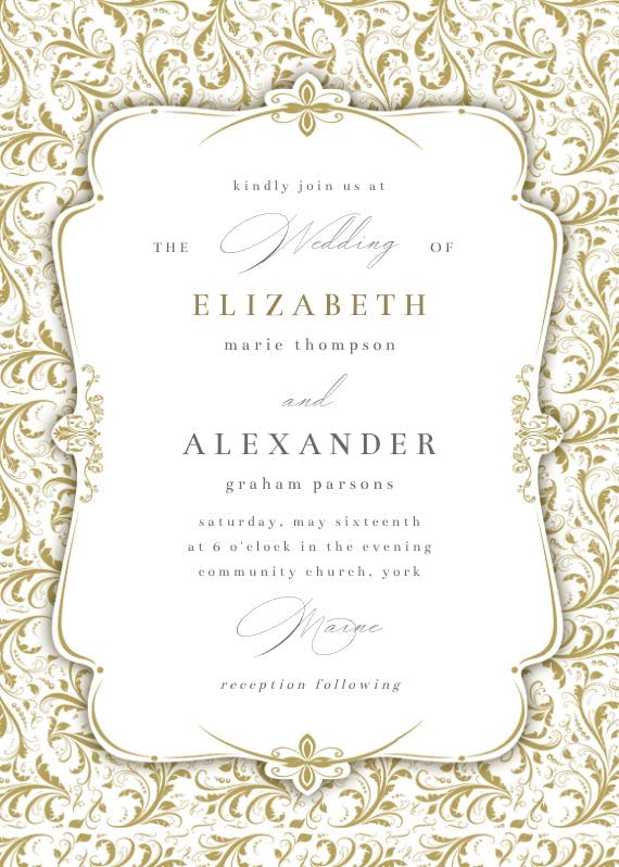 Tasteful tapestry frame - invitación de boda