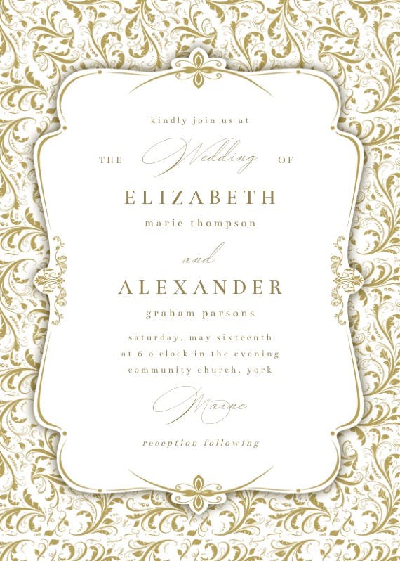 Tasteful tapestry frame - wedding invitation
