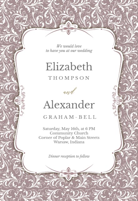 Tasteful Tapestry Frame - Wedding Invitation Template (Free ...