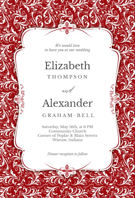 Tasteful Tapestry Frame - Wedding Invitation