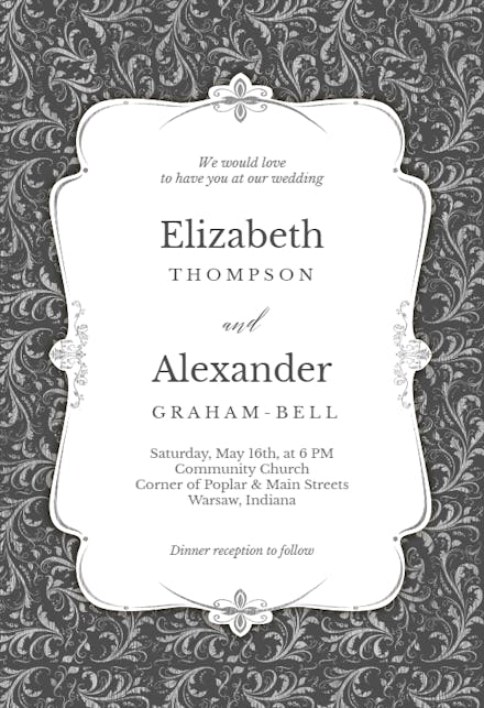 Tasteful Tapestry Frame - Wedding Invitation