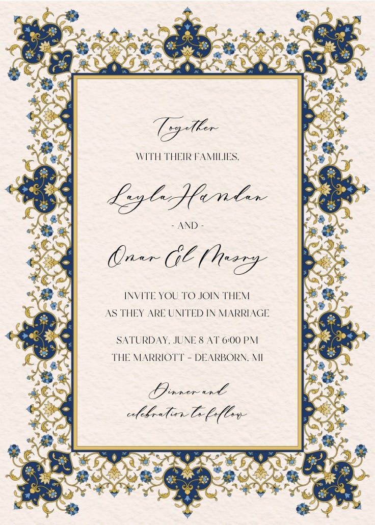 Tazhib border - wedding invitation