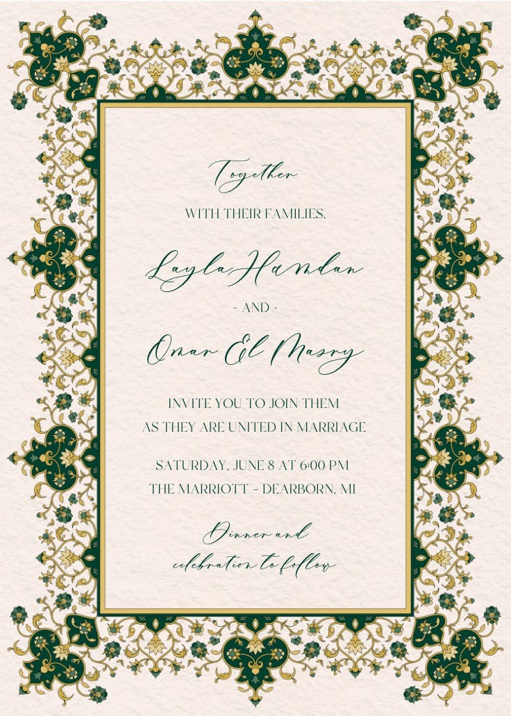 Tazhib border - wedding invitation