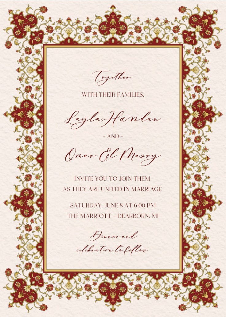 Tazhib border - wedding invitation