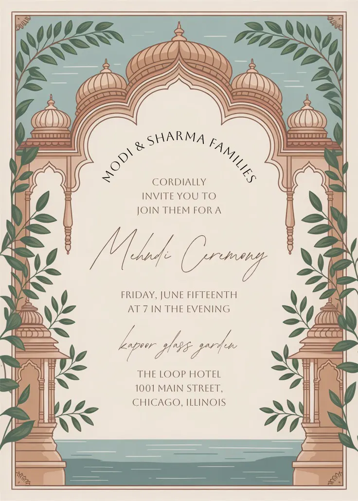 Temple arch - wedding invitation