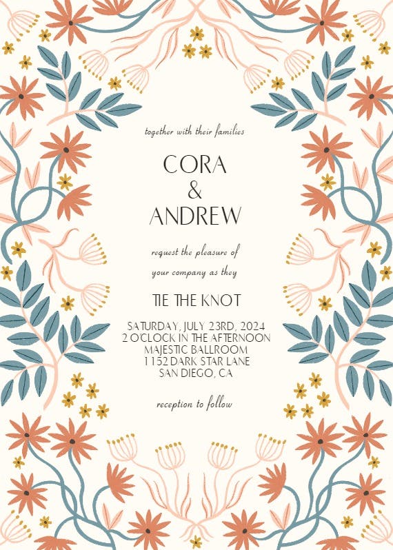 Terracotta blossom (by meghann rader) - wedding invitation