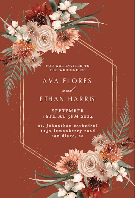 Terracotta frame - wedding invitation