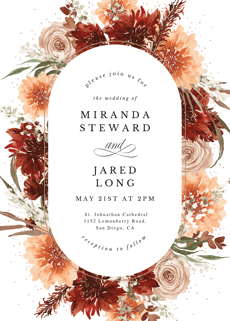 Terracotta round frame - invitación de boda