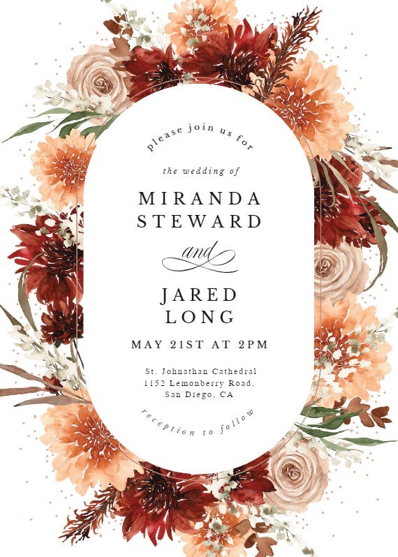 Terracotta round frame - wedding invitation