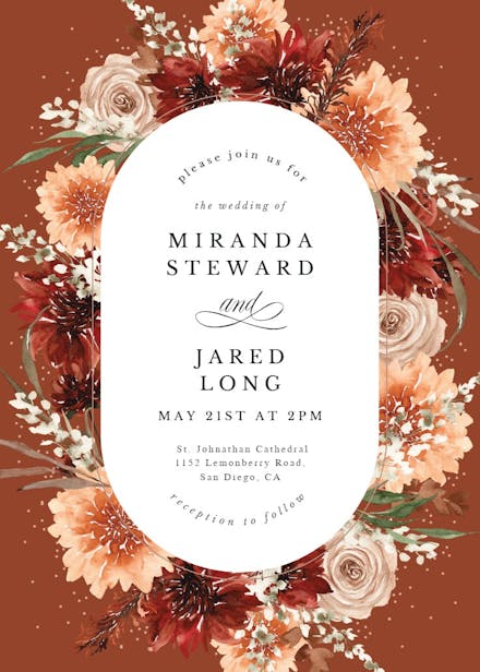 Terracotta round frame - wedding invitation