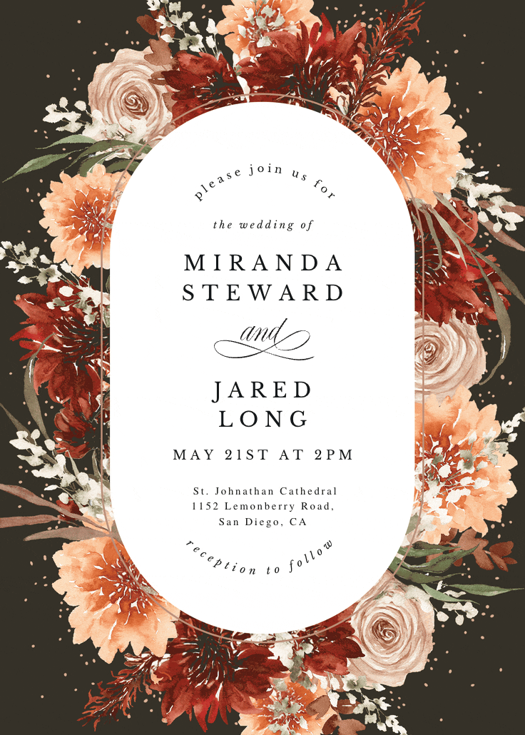 Terracotta round frame - wedding invitation