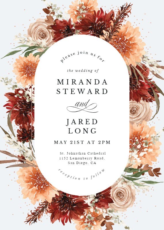 Terracotta round frame - wedding invitation