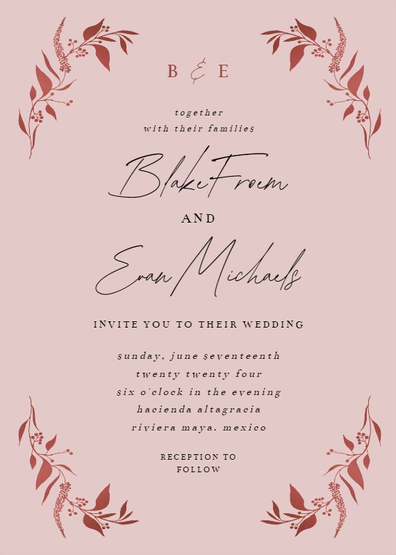 Tiny Gold Botanical - Wedding Invitation Template | Greetings Island