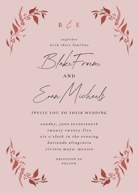 Tiny gold botanical - wedding invitation