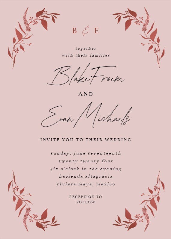 Tiny gold botanical -  invitación de boda