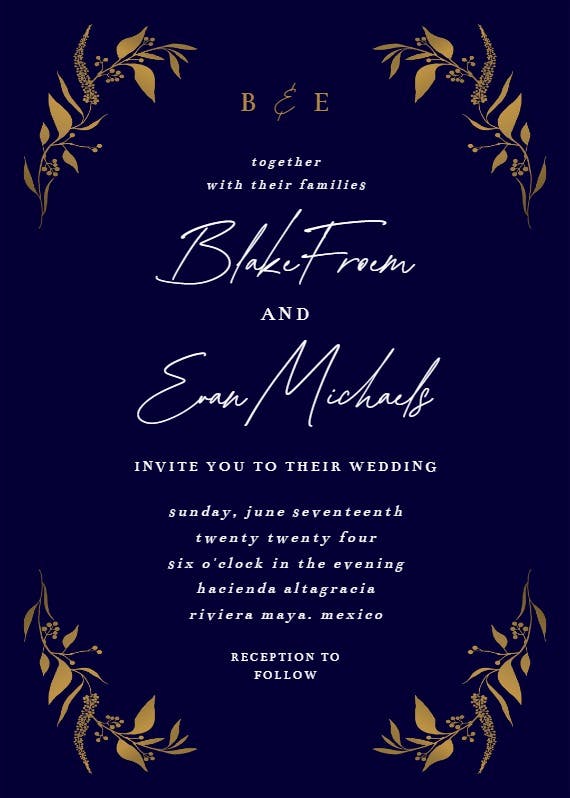 Tiny gold botanical -  invitación de boda