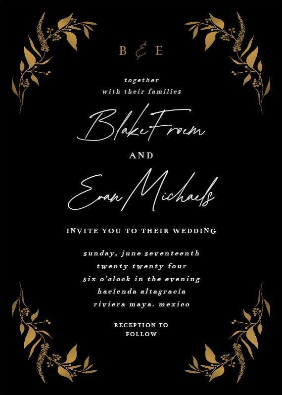 Tiny gold botanical - wedding invitation