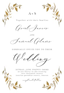 Tiny gold botanical - wedding invitation