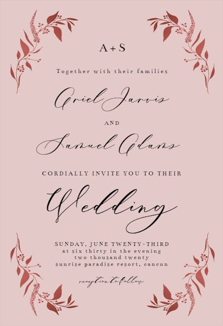 Tiny Gold Botanical - Wedding Invitation Template | Greetings Island