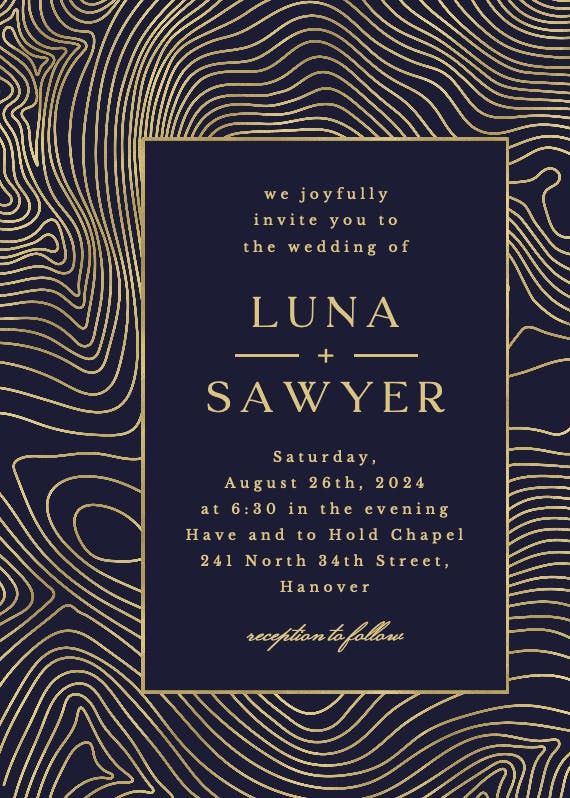 Topographic motif - wedding invitation