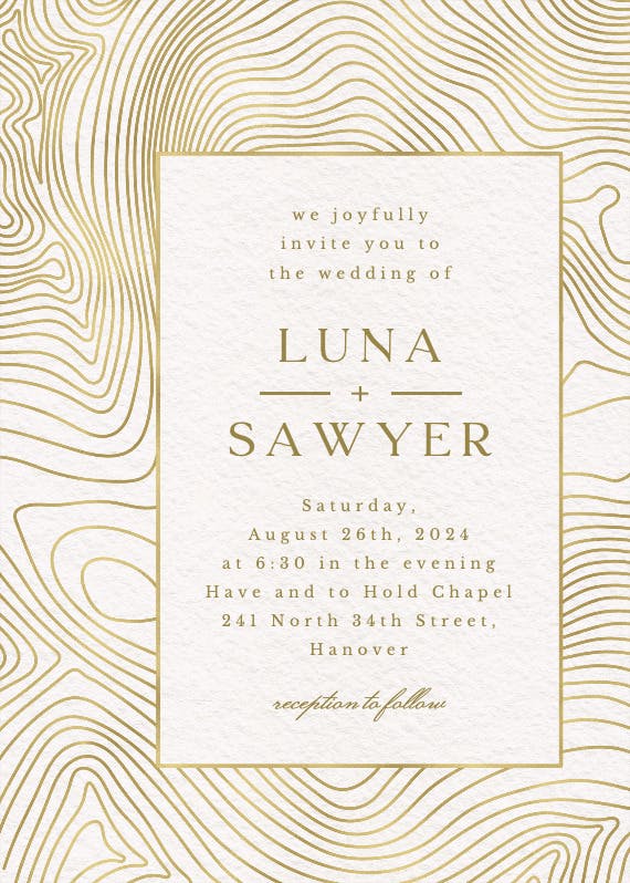 Topographic motif - wedding invitation
